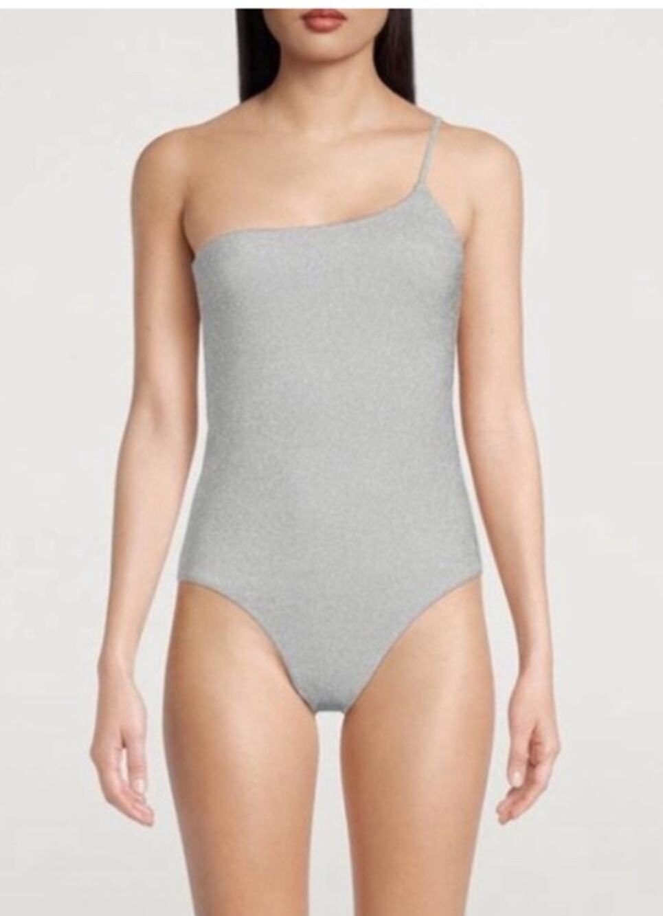Good American Sparkle Swimsuit One Piece Silver NWT